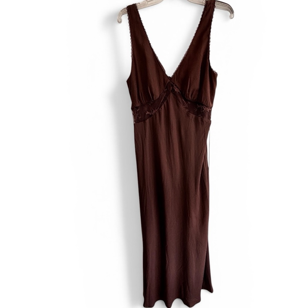 Wild Fable Midi Dress Medium Brown Lace Empire Waist Tie In Back Romantic Prom